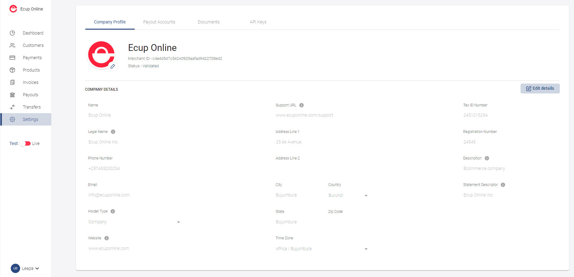 Account settings