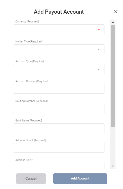 Add Payout Account