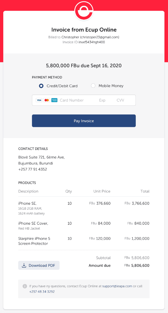 Invoice Paid Preview