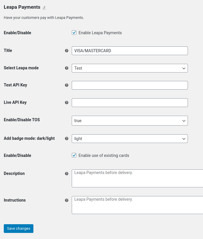 Configure Leapa widget properties